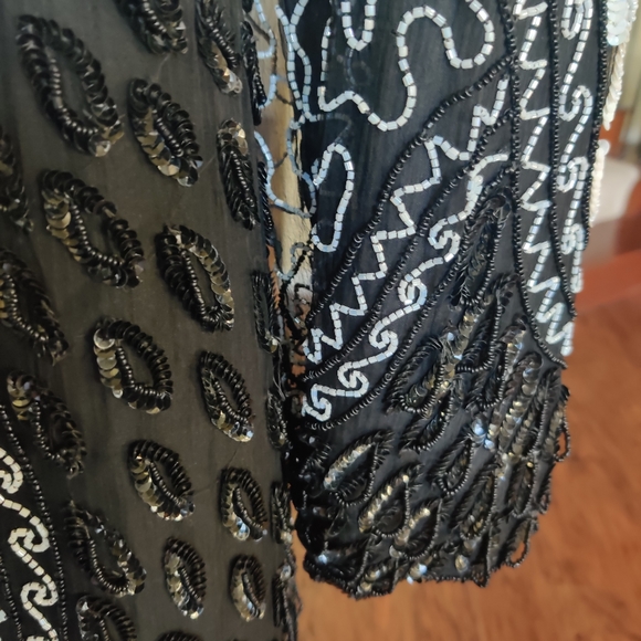 Gold Star VTG Beaded Statement Pure Silk Dress - Picture 7 of 15